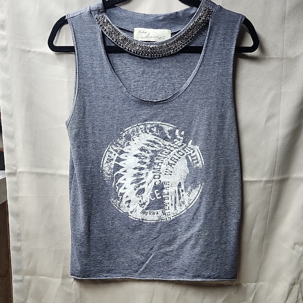 Womens Beaded Indian Tank Top Size S